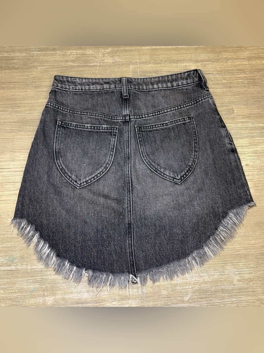 We the Free Bailey Fringe Denim Mini Skirt in Western Washed Black size 27 - Picture 4 of 8